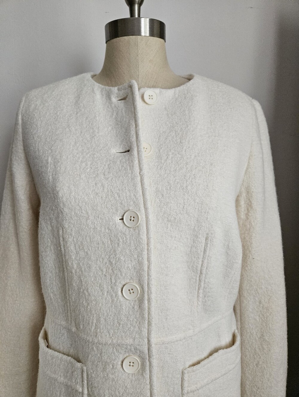 NWOT TALBOTS Feminine Boiled Wool Winter White Jacket | SZ 8P - Picture 6 of 14
